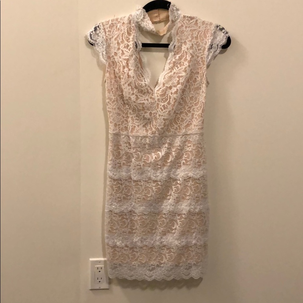 Bebe white lace sleeveless dress